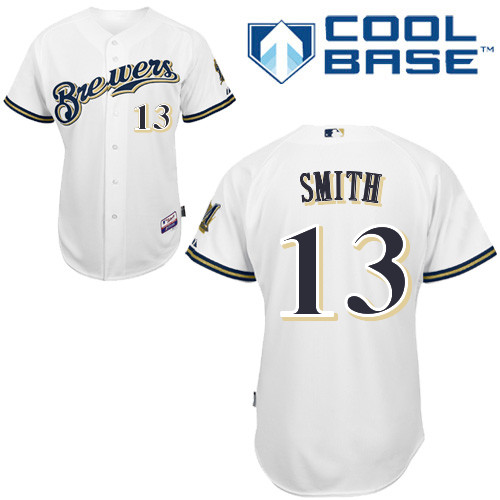 Will Smith #13 MLB Jersey-Milwaukee Brewers Men's Authentic Home White Cool Base Baseball Jersey